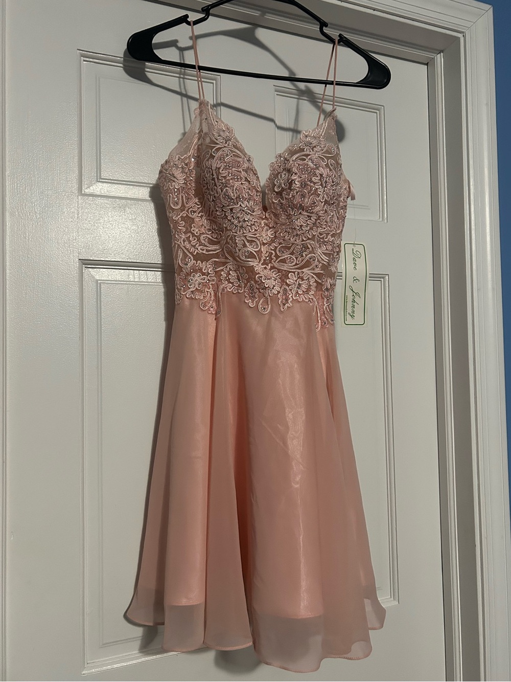 NWT Dave & Johnny size 3/4 blush pink mini cocktail dress faerie fairy formal